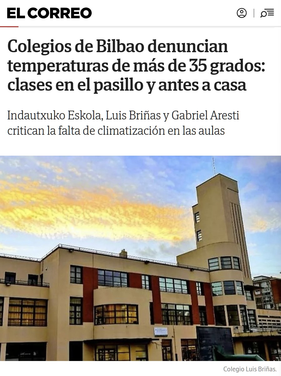 Nuevos problemas en el primer mundo vasco: no tenemos aire acondicionado en las aulas.