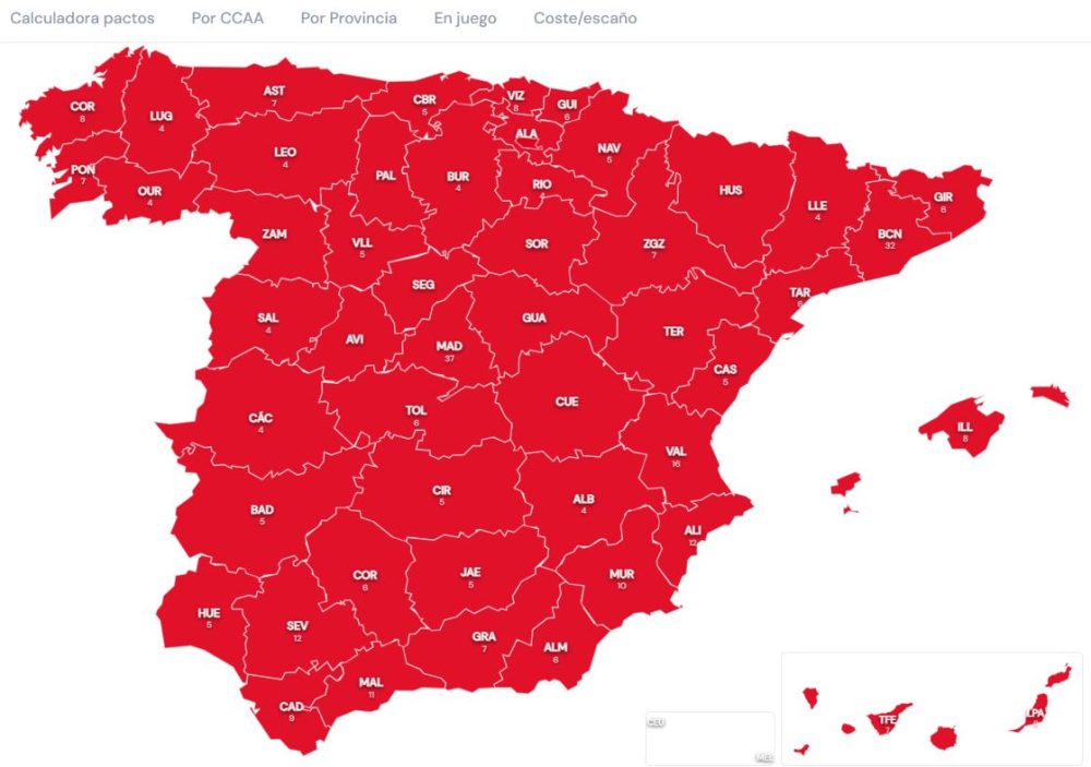 Este sería el mapa electoral si solo votase la gente de 65 a 74 años.