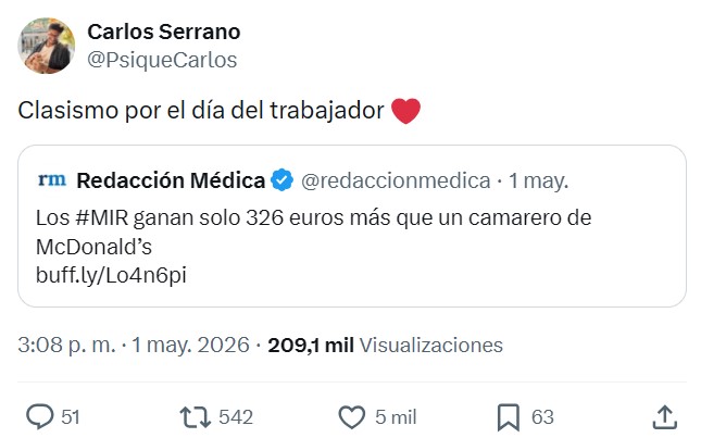 En 2026 hay gente diciendo de manera NO IRÓNICA que un trabajador del McDonald's debería cobrar lo mismo que un médico.