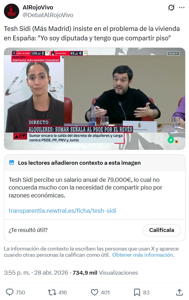 Tesh Sidi (Más Madrid): "Soy diputada y tengo que compartir piso".