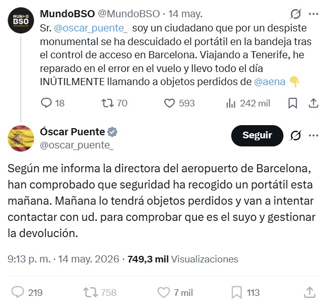 Cuando es más efectivo intentar contactar con el ministro de transportes, que con objetos perdidos del aeropuerto de Barcelona.