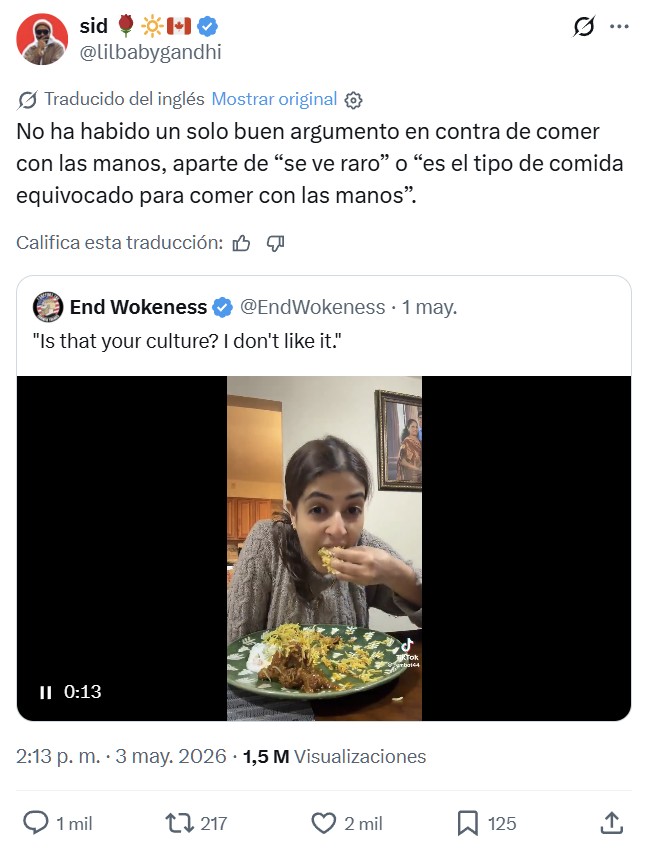 "¿Qué tiene de malo comer con las manos?"