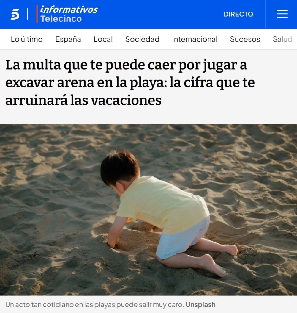 Telecinco alerta: si haces agujeros en la playa podrías ser multado con 60.000 euros.