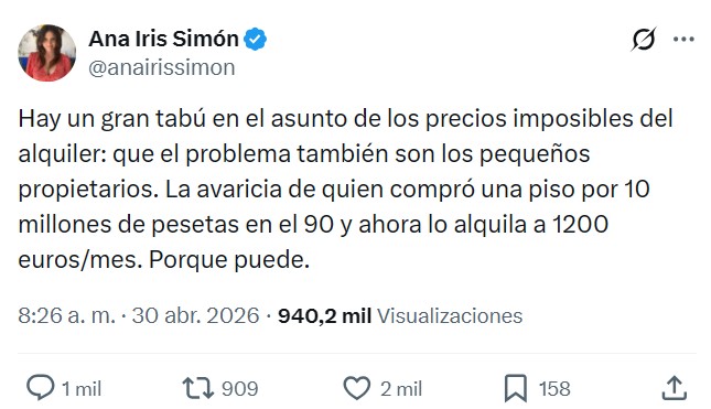De los creadores de "la inflación es culpa de la avaricia de los empresarios", ahora viene "el problema de la vivienda es culpa de la avaricia de los propietarios".