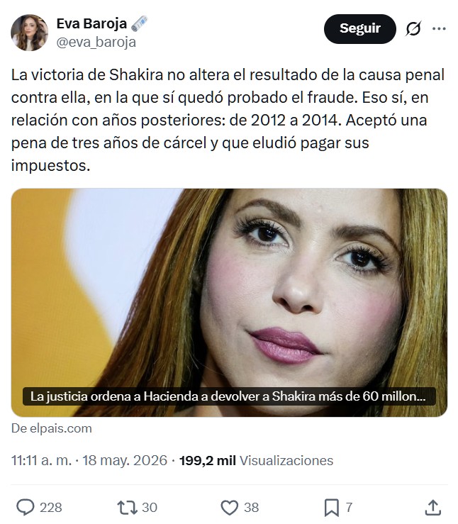 La justicia da la razón a Shakira y ordena a Hacienda devolverle más de 60 millones de euros.