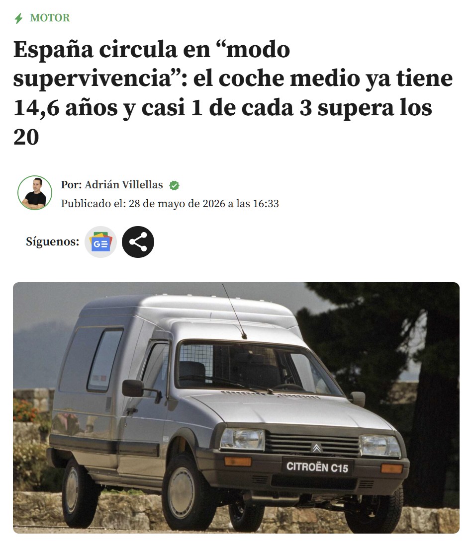 El parque automovilístico español está muy envejecido.
