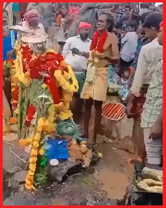 El sacerdote hindú de 49 años que afirmaba poder volar con un poder divino en el estado de Andhra Pradesh, en India, cae desde la cima de una montaña y amocha miserablemente.