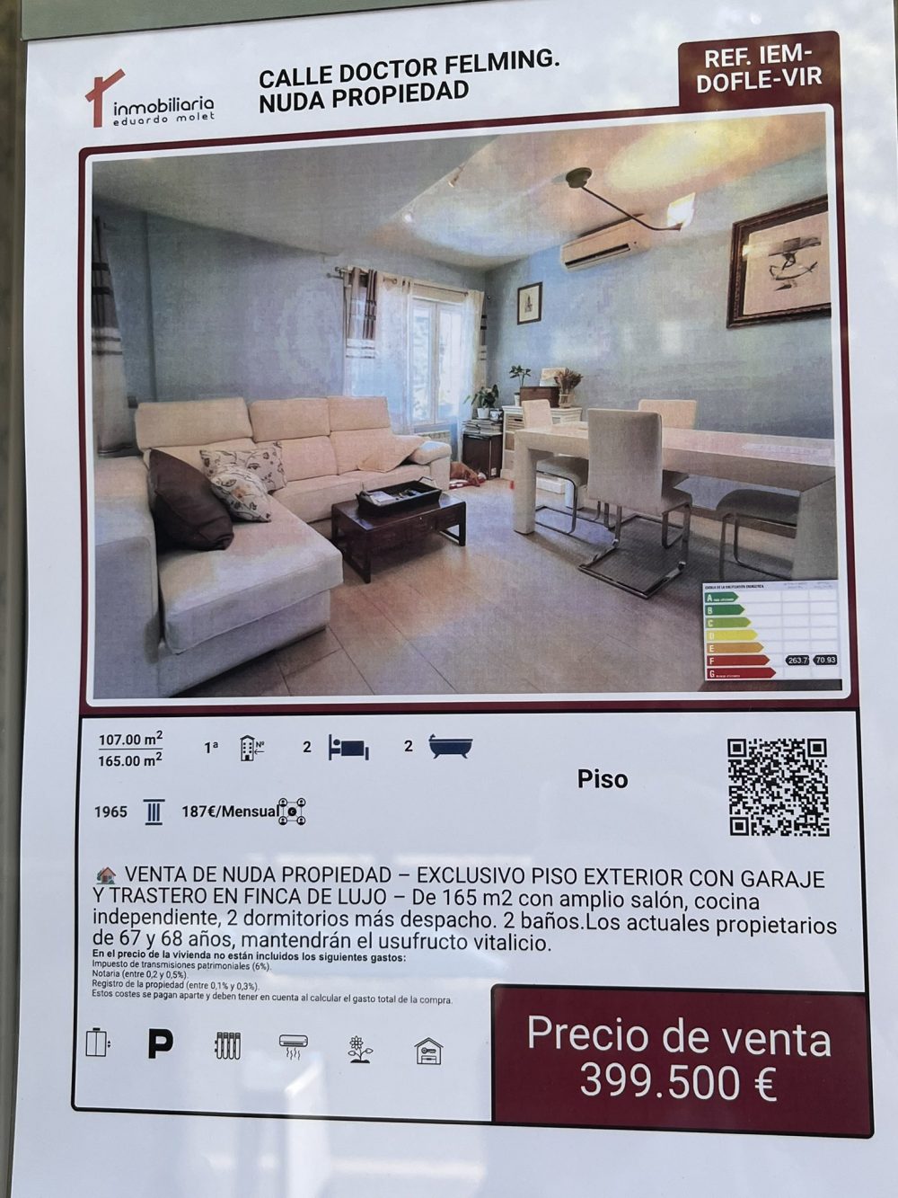 La generación LANGOSTA: 200.000 pavos por la nuda propiedad de un piso en el que el vendedor, un tío de 61 años, se queda en el piso hasta el amoche.