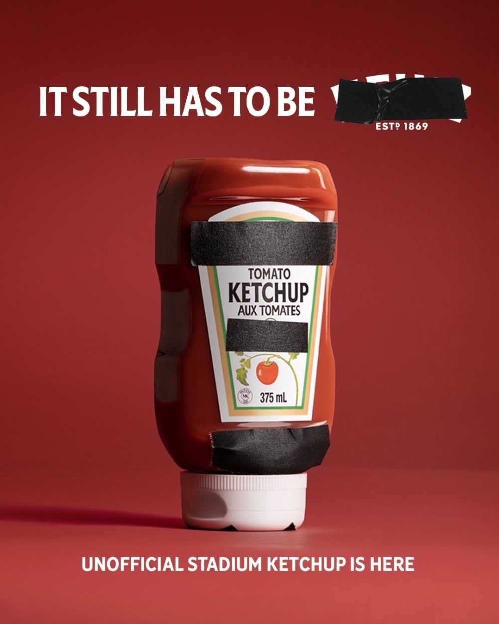 Los condimentos del Mundial de Fútbol son todos Heinz, pero como no es sponsor de la copa los están tapando con cinta aislante.