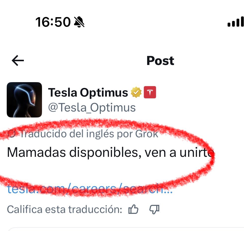 La traducción de Grok tiene margen de mejora.