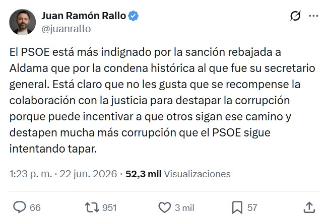 En el PSOE están corriendo en círculos con el mensaje que lanza la justicia dejando libre al que DE VERDAD ha colaborado con la justicia.