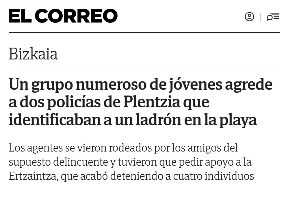 El alcalde de EH Bildu en Plentzia ha comentado que lo de ayer en la playa no hay que solucionarlo desde el punto de vista de la seguridad.