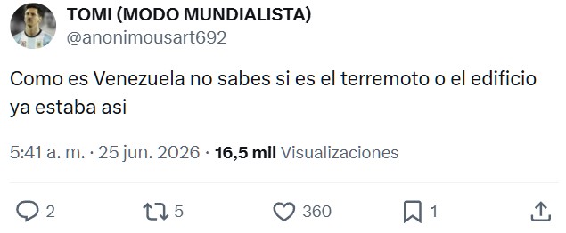 Venezolano se graba bajando las escaleras de su edificio después del terremoto que azotó Venezuela.