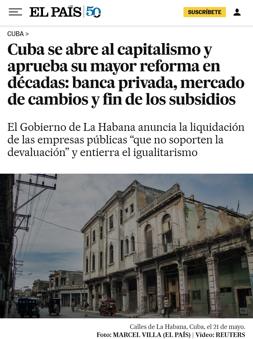 Cuba se abre oficialmente al capitalismo.