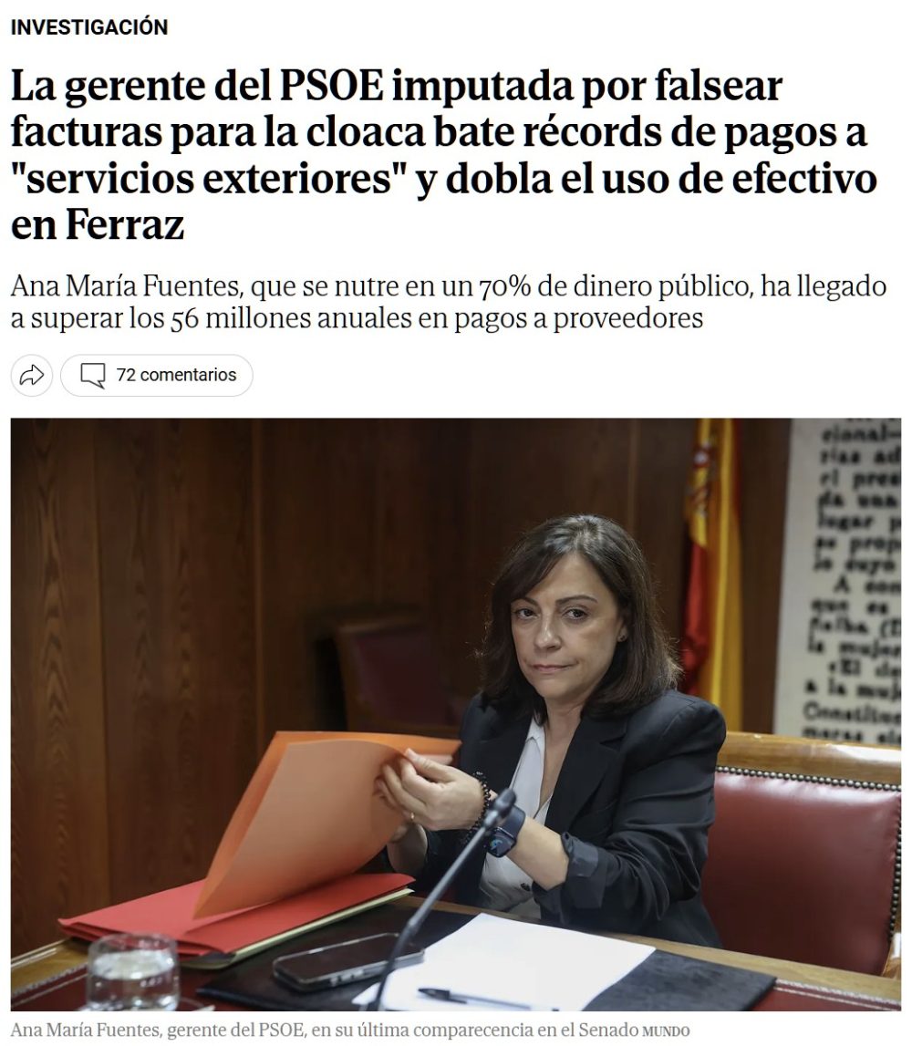 La gerente del PSOE habría estado falseando facturas para pagar la cloaca.