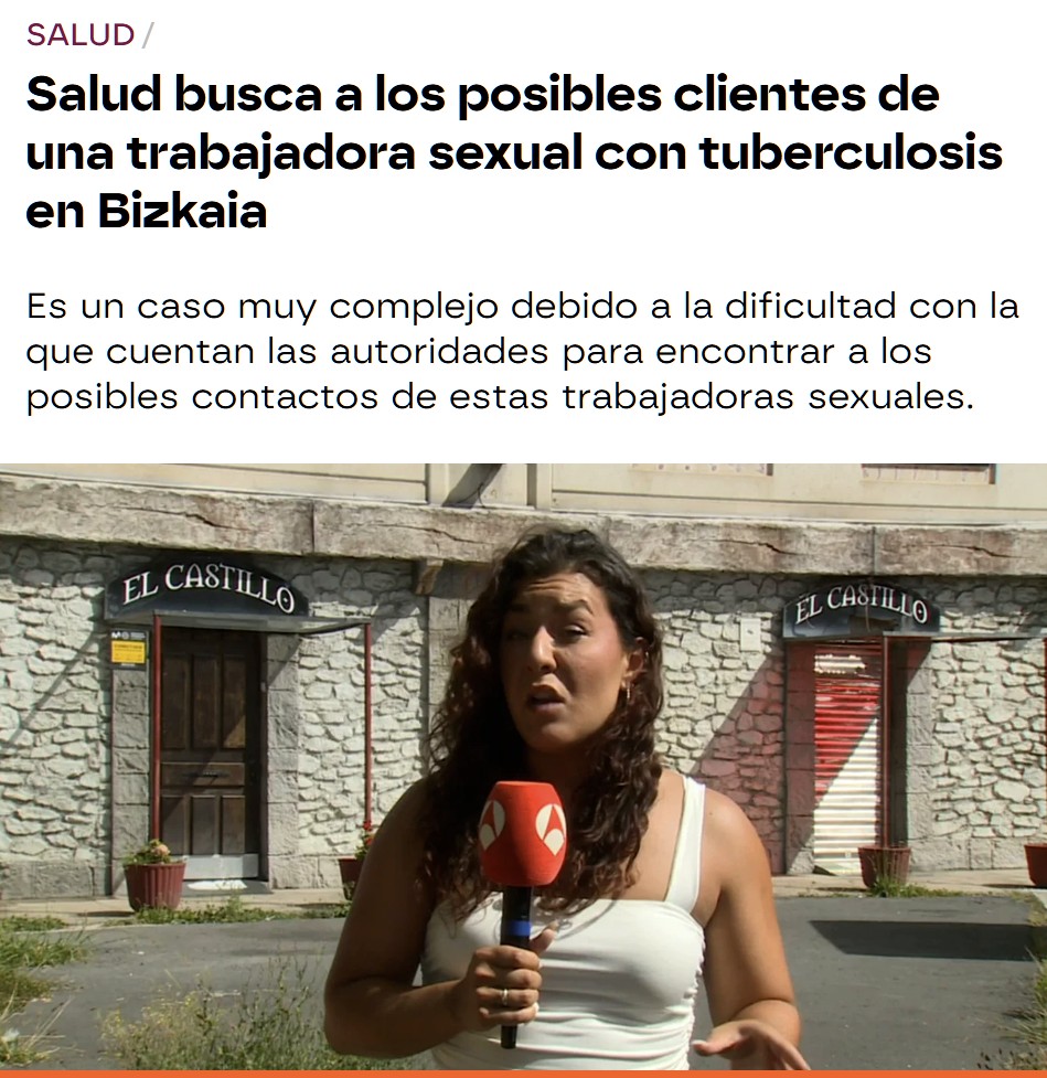 Salud busca a los posibles clientes de una trabajadora sеxual con tuberculosis en Bizkaia.