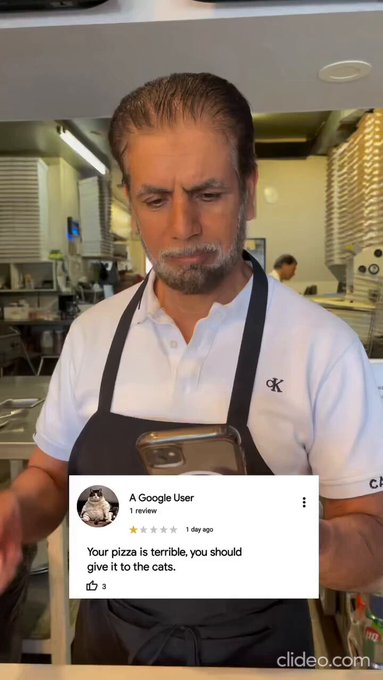 Un chef recibió una reseña con el siguiente mensaje: "La pizza tuya es tan mala que deberías dársela a los gatos."