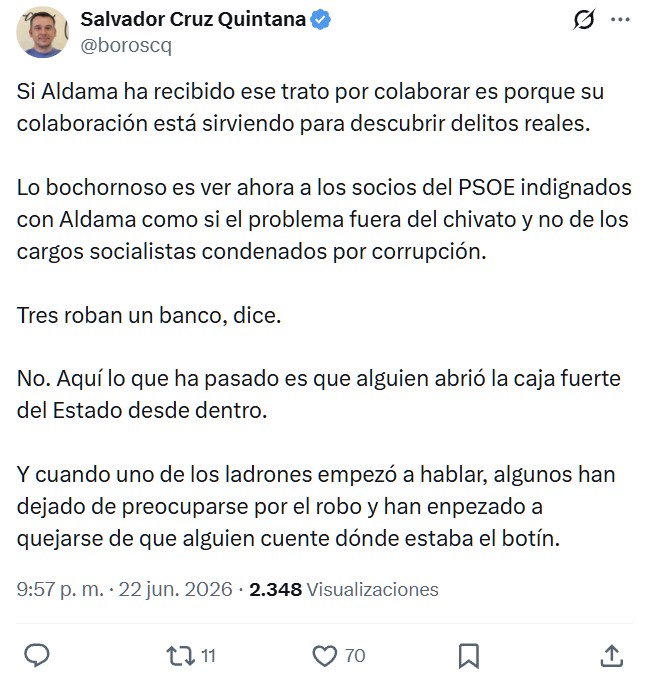 Rufián sobre Aldama: "Se libra y encima se puede quedar con la pasta".