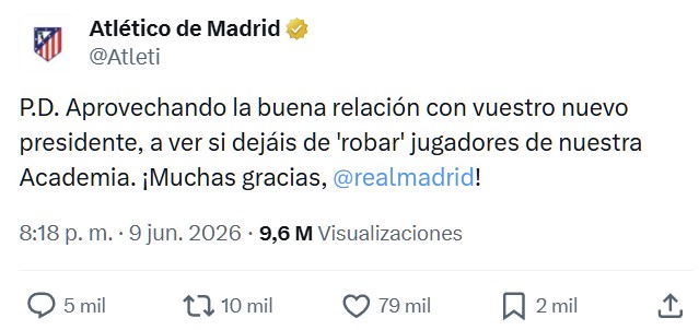Buen rollito entre el Real Madrid y el Atlético de Madrid.