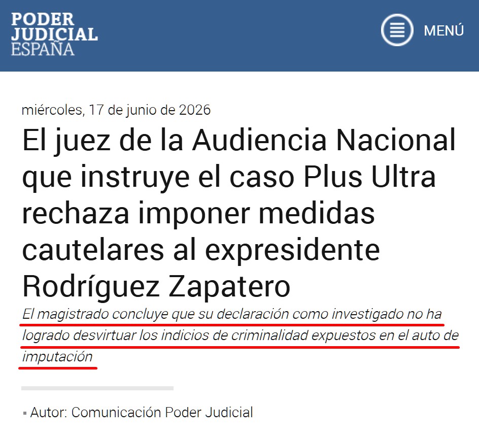 El Juez Calama dice que la declaración de ZP no ha neutralizado ninguno de los indicios en su contra: sigue pareciendo culpable.