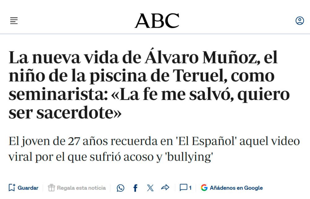 Álvaro Muñoz ha encontrado la tranquilidad... gracias a Jesucristo.