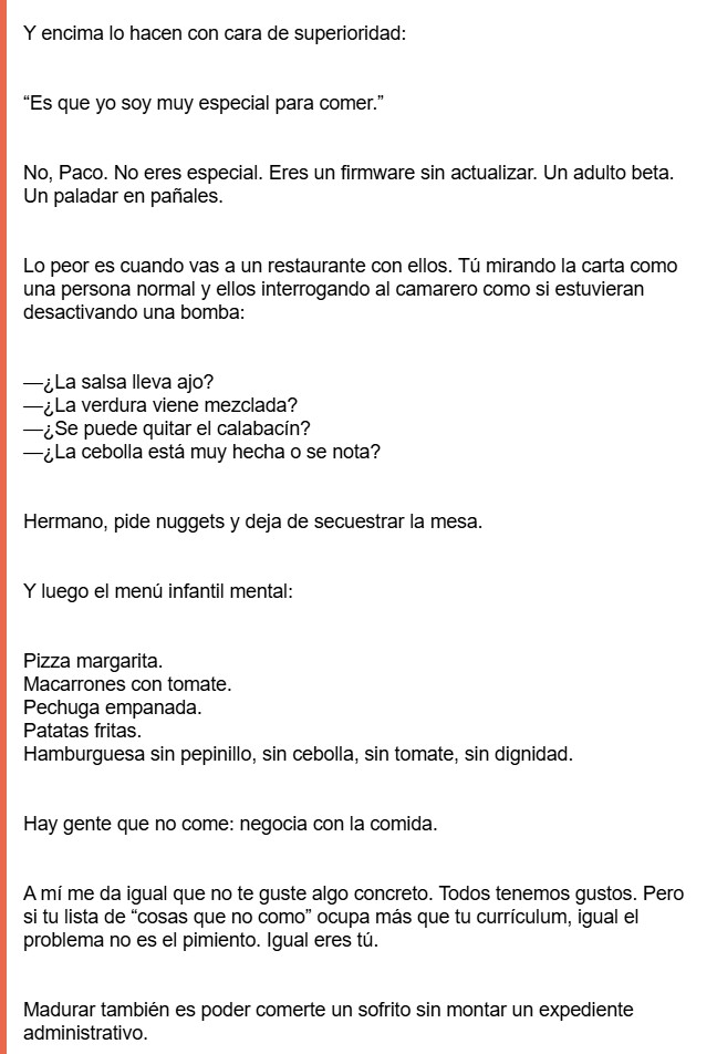 Adultos de 35 años que comen como un niño de comunión.