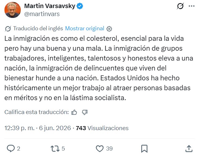 La inmigración es como el colesterol.