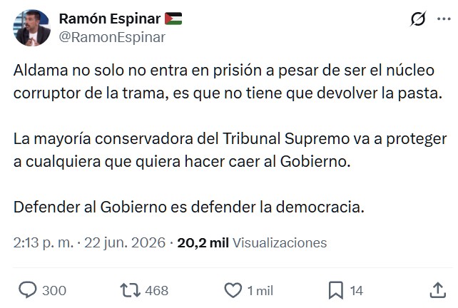La sincronizada ya está con el runrún de que "el corruptor" Andama se va de rositas. Dejando caer de que la culpa de todo es suya, cuando en realidad era el chico de los recados de los corruptos.