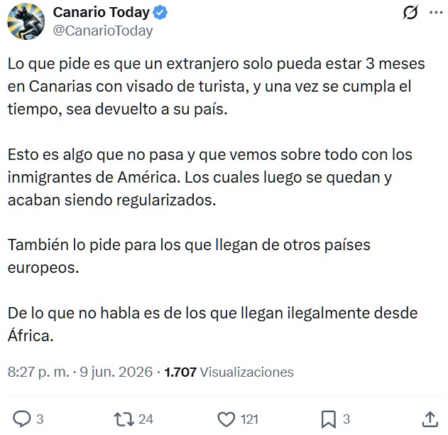 El ex líder de Podemos en la comunidad autónoma de Canarias, Alberto Rodríguez; pide a que los 3 meses, los inmigrantes sean expulsados. Considera la situación en las islas insostenible.