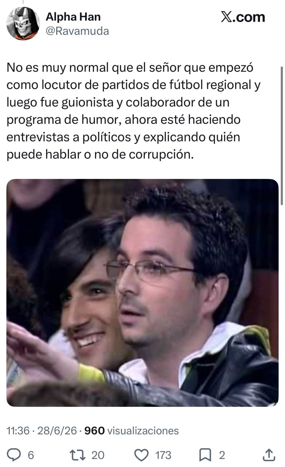 Jordi Ébola: "No es muy normal que el señor que nos explicaba que venían los ovnis, ahora esté explicando la corrupción de este país".