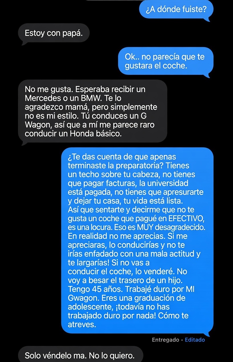 Una madre le compra a su hija un Honda como regalo de graduación, y esta fue su respuesta.