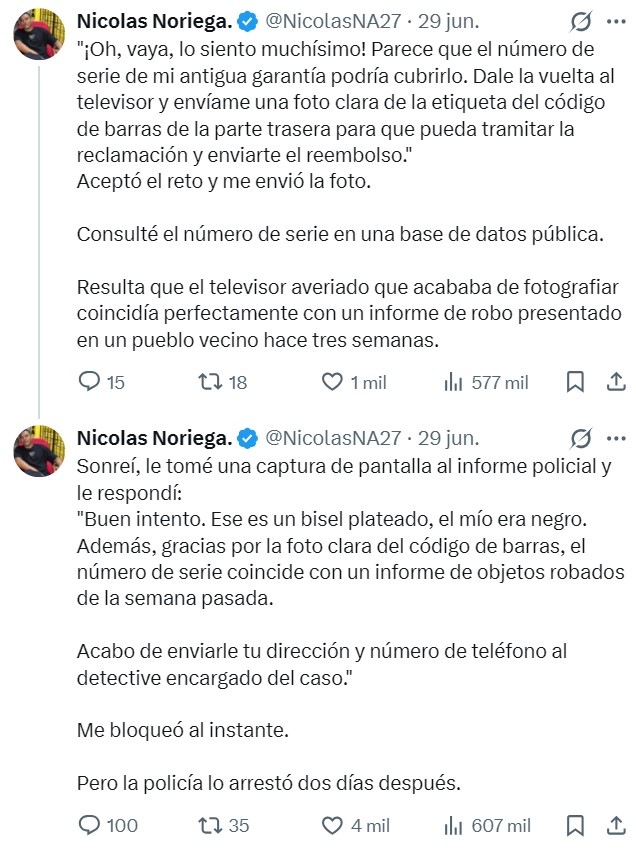 "Vendí mi viejo televisor de 65 pulgadas a un tipo que parecía completamente normal".