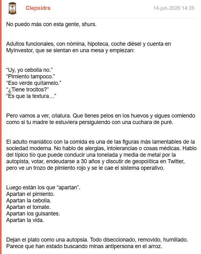 Adultos de 35 años que comen como un niño de comunión.