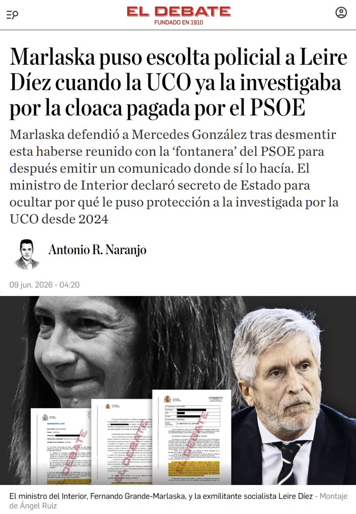 Marlaska puso escolta policial a Leire Díez cuando la UCO ya la investigaba por la cloaca pagada por el PSOE.