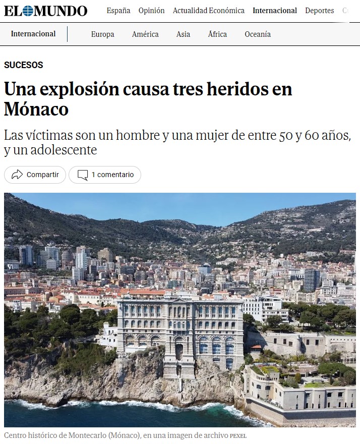 Tres ucranianos heridos graves por la explosión de un paquete bomba en Mónaco