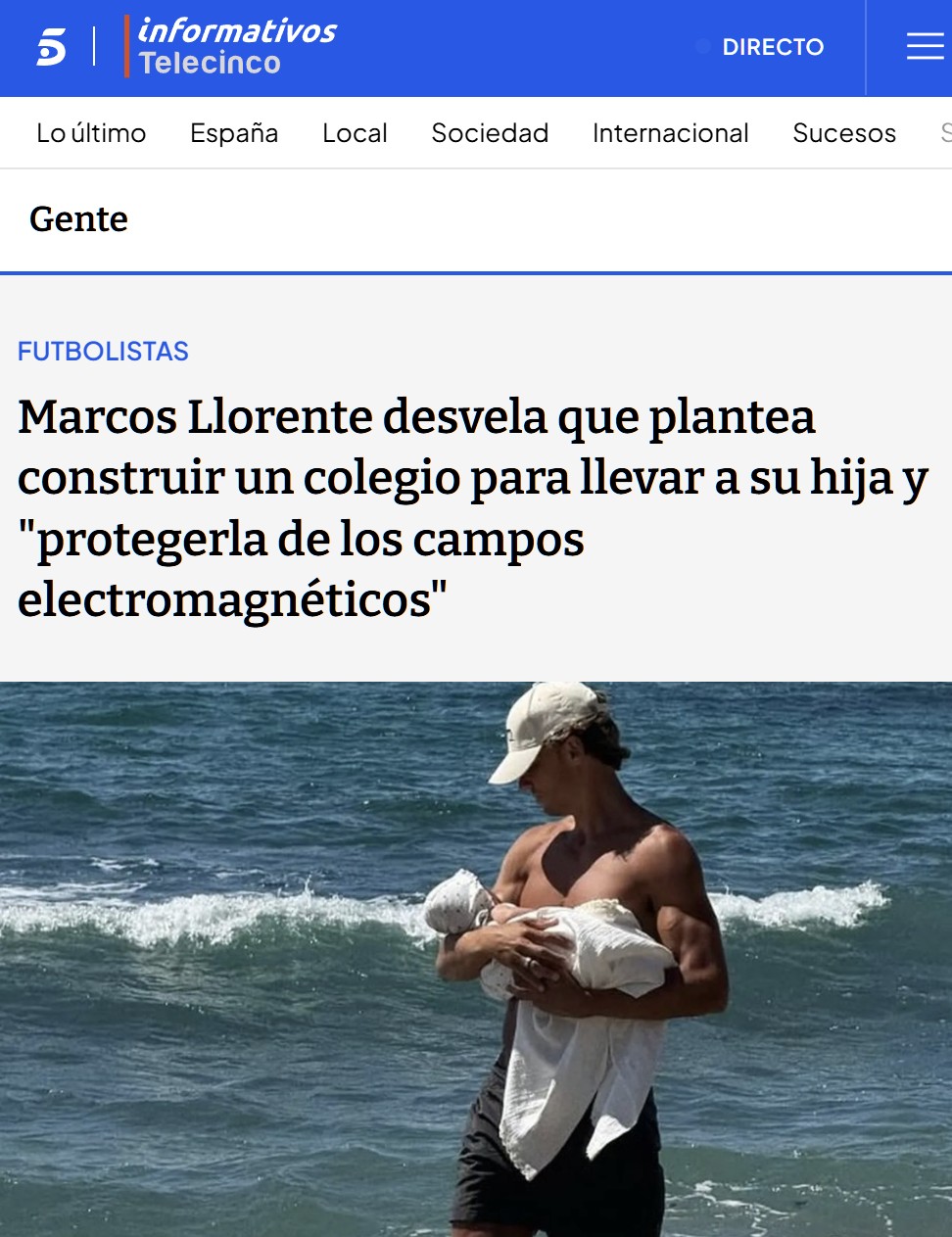 Marcos Llorente quiere construir un colegio para que su hija no se exponga a campos electromagnéticos.