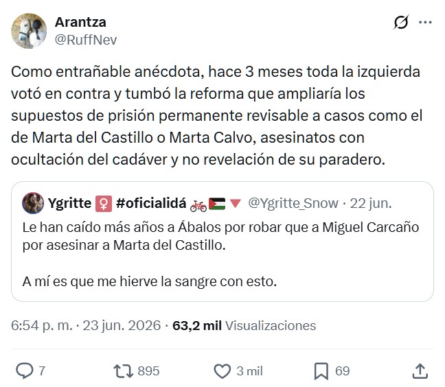 "Le han caído más años a Ábalos por robar que a Miguel Carcaño por asesinar a Marta del Castillo".