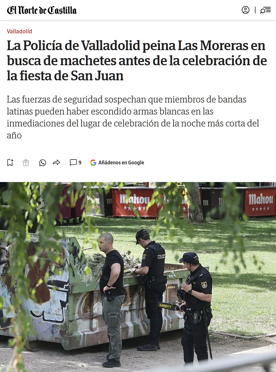 Alerta extrema por bandas latinas en Valladolid después de que se hiciera viral un audio donde se afirma que hoy, durante la noche de San Juan, tres aspirantes a entrar en los Dominican Don’t Play deben acabar con la vida de tres civiles.