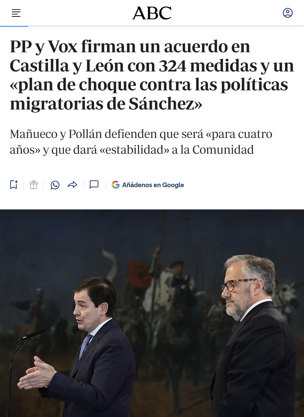 Así es el acuerdo de 324 medidas que han firmado PP y VOX en Castilla y León.