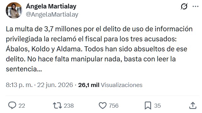 Rufián sobre Aldama: "Se libra y encima se puede quedar con la pasta".