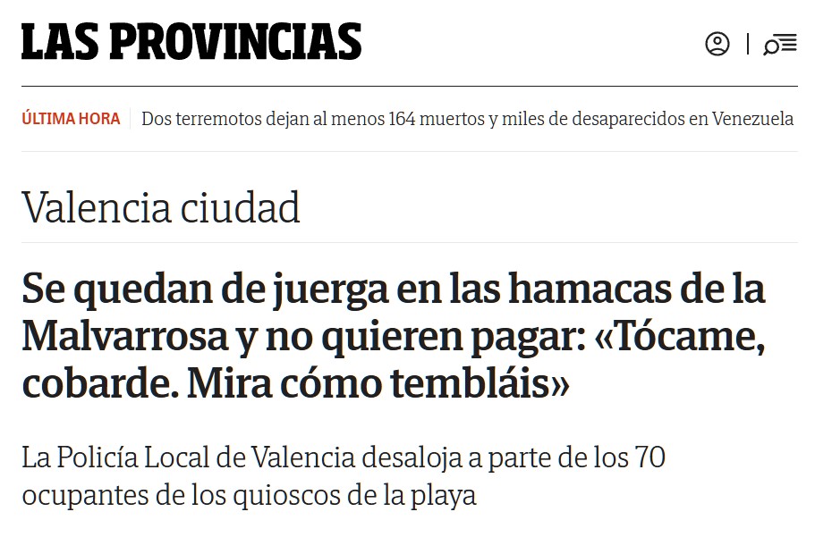 Tangana en la Malvarrosa por la okupación de las hamacas.