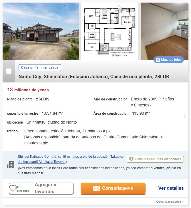 En Japón hay pisos por menos de 7000 euros, y casas de 300 metros cuadrados con terreno por 50.000.