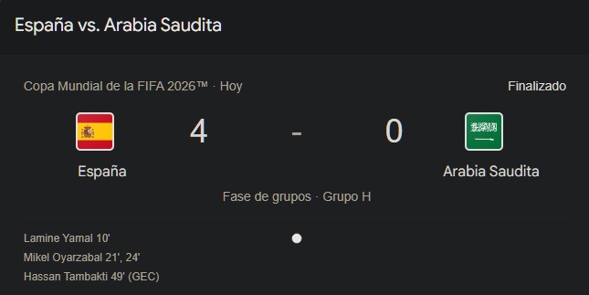 España 4 - Arabia Saudí 0