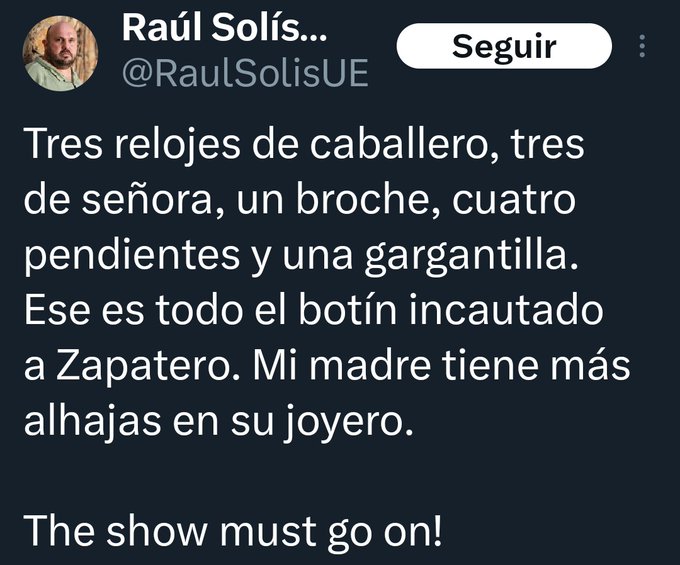 Se confirma que las joyas incautadas a Zapatero superan el millón de euros.