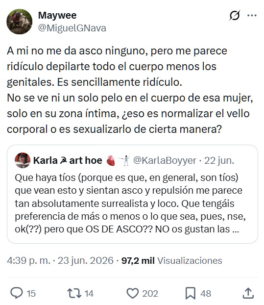 Nótese que se ha depilado todo el cuerpo menos el gato acostado.
