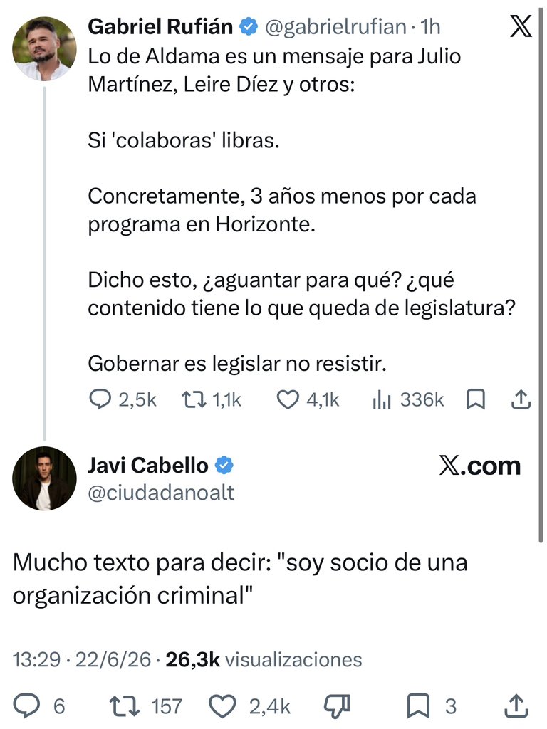 Hay gente que ni con el ridículo que lleva haciendo meses Gabriel Rufián, ven con claridad lo falso que es.