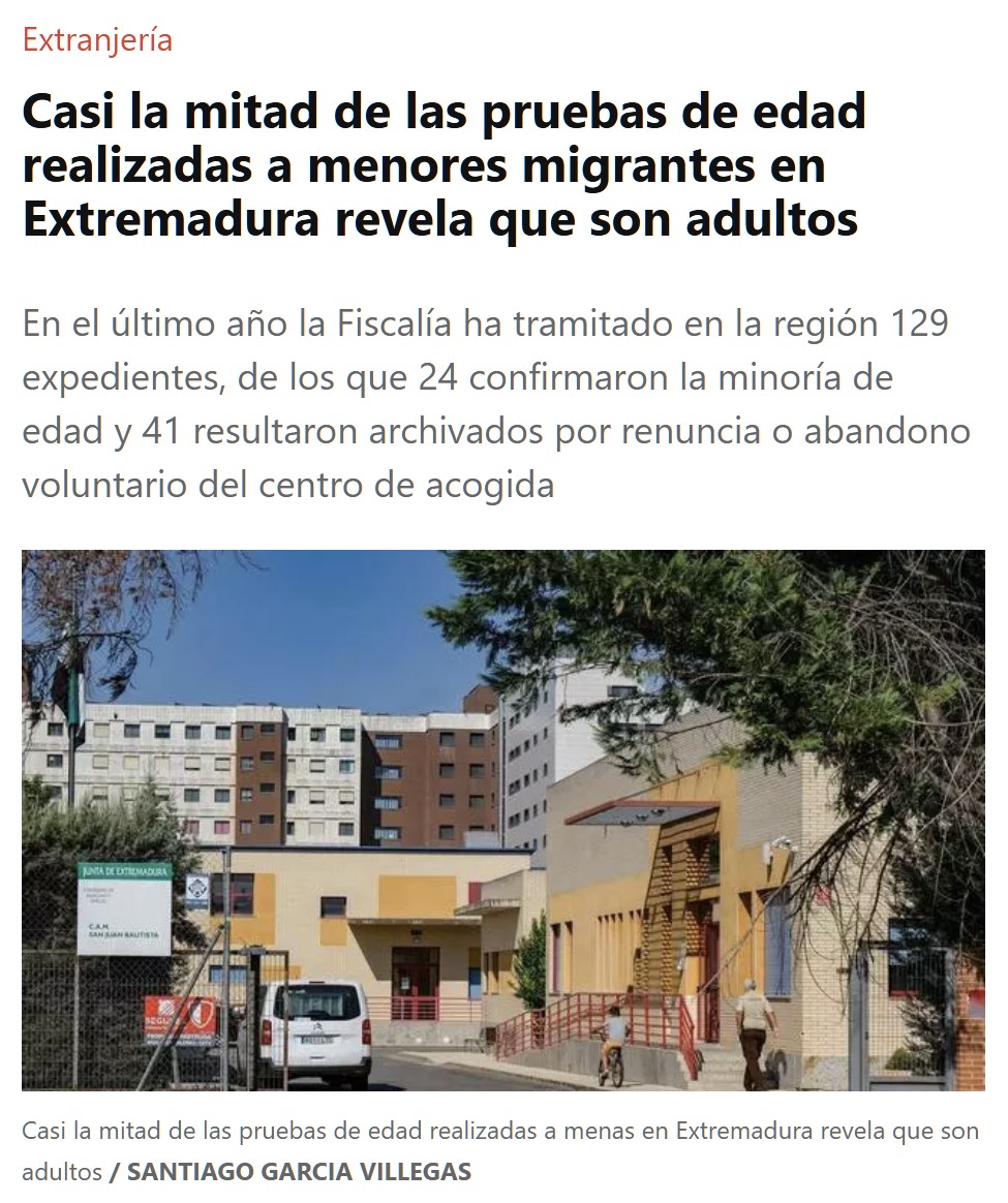 La mitad de los menas extremeños no son menas.