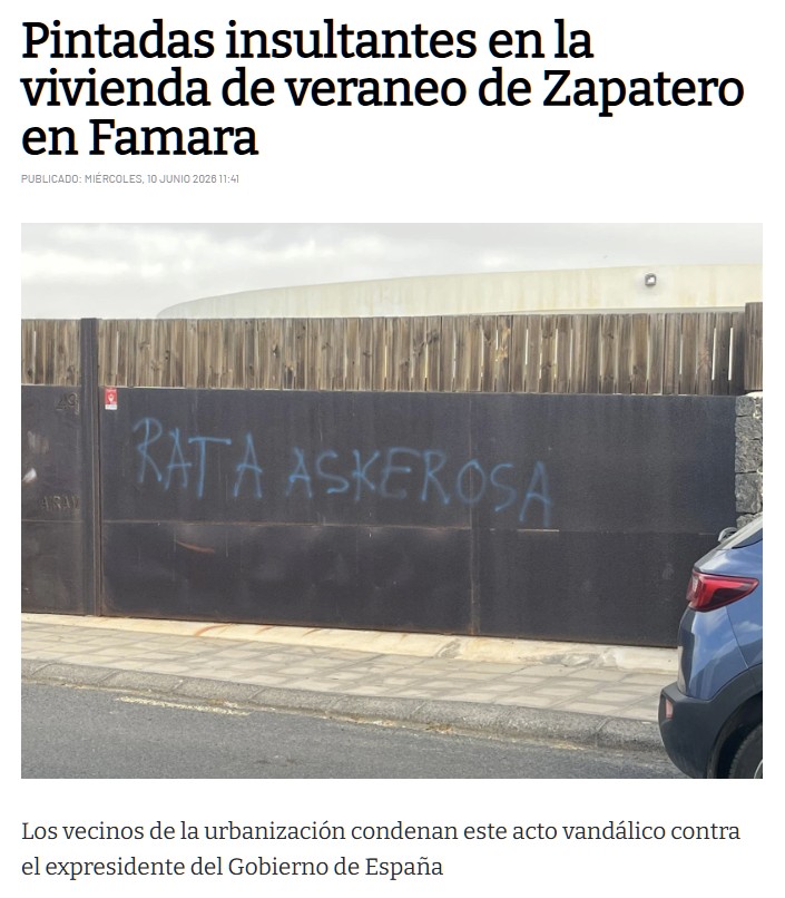 Muro con dedicatoria para ZP en su vivienda de veraneo pagada con el sudor de vuestra frente.