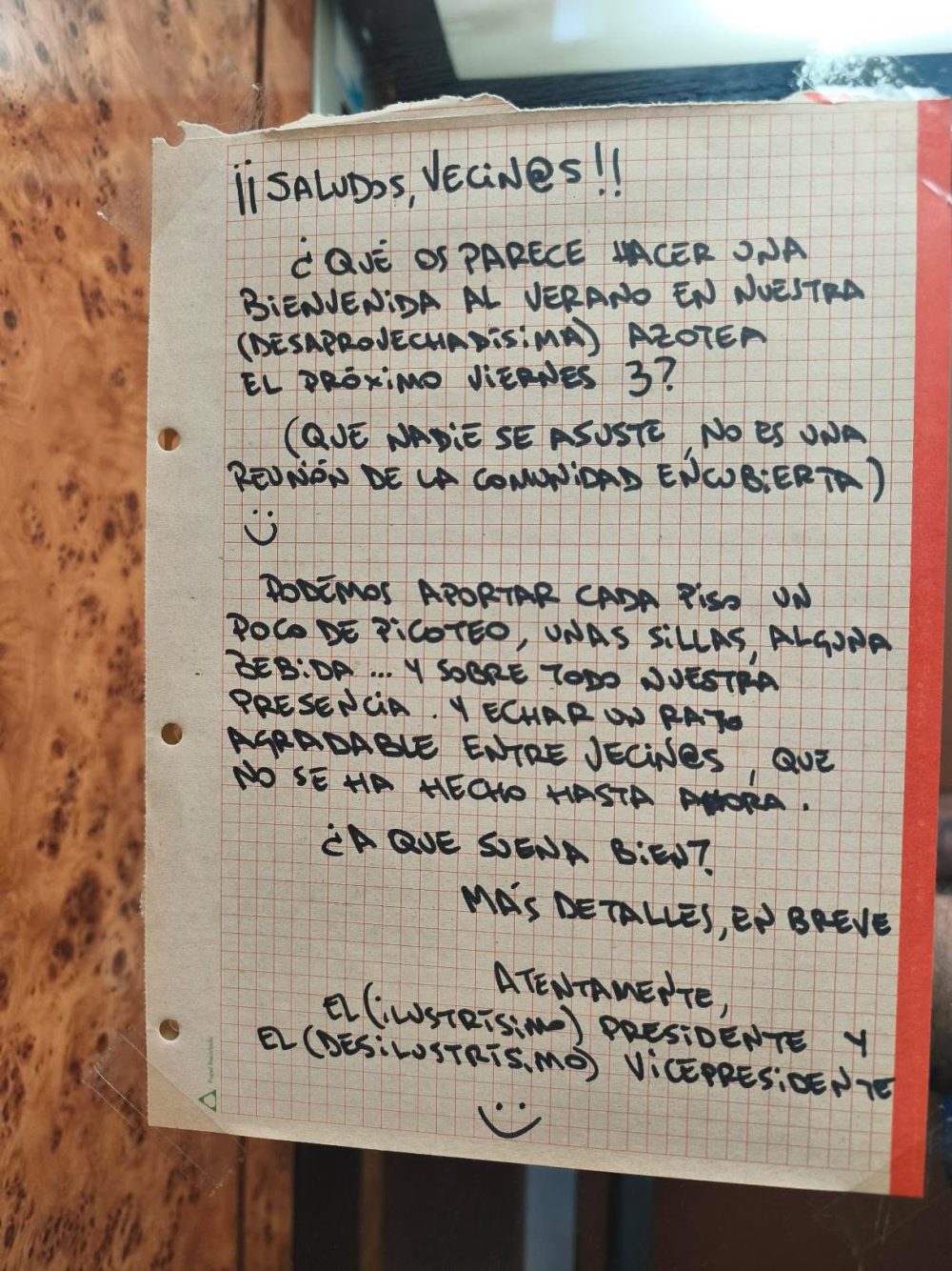 Vecinos colegas (no irónicamente).