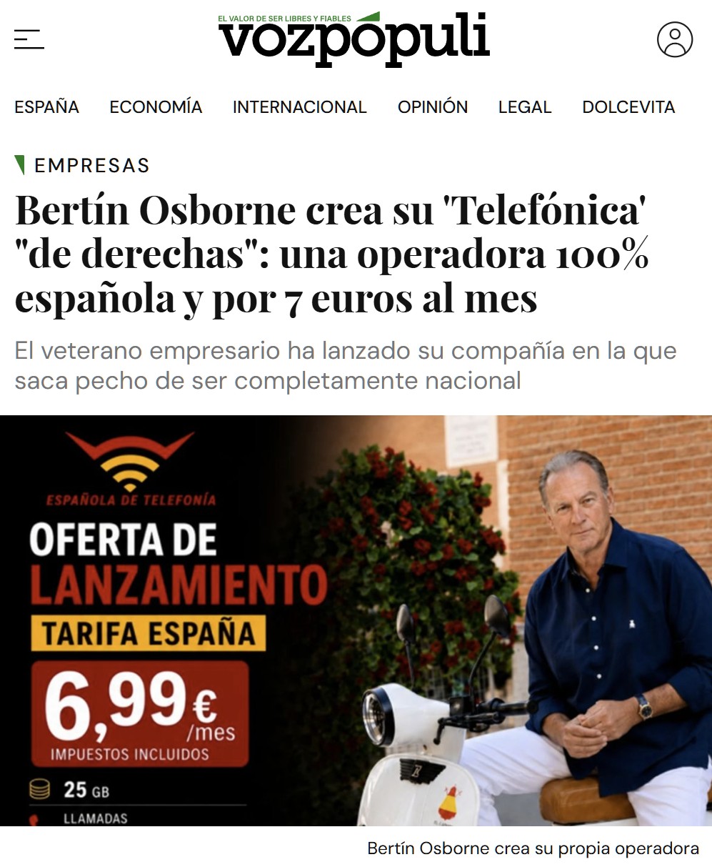 Bertín Osborne estrena su "Telefónica" con la TARIFA ESPAÑA.